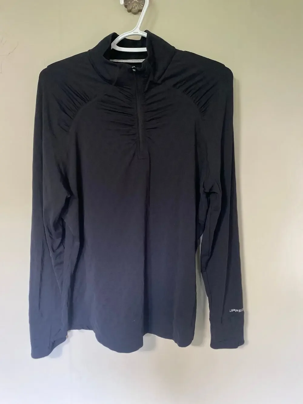 Coolibar UPF 50+ Arabella Quarter Zip Black Large Sun Protection Beach Swim Bike